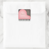 Personalisierte Pink Grand Piano Music Lover Quadratischer Aufkleber (Tasche)