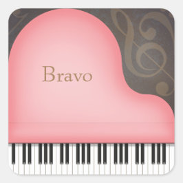 Personalisierte Pink Grand Piano Music Lover Quadratischer Aufkleber