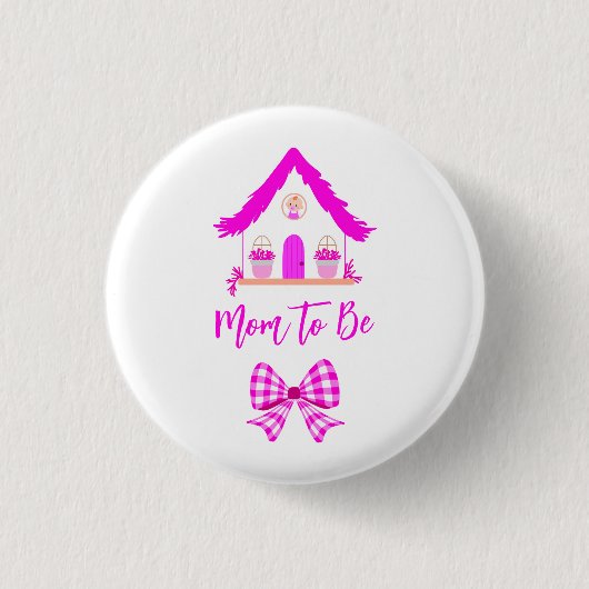 Personalisierte Pink House-Mama Button (Vorderseite)