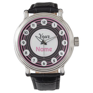 Personalisierte Pink-Hypnose Armbanduhr