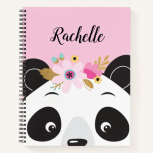 Personalisierte Pink Kawaii Girl Panda Bärenfront Notizblock