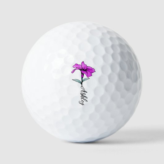 Personalisierte Pink Lily Blume Golfball (Vorderseite)