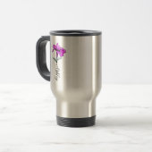 Personalisierte Pink Lily Blume Reisebecher (Vorderseite Links)