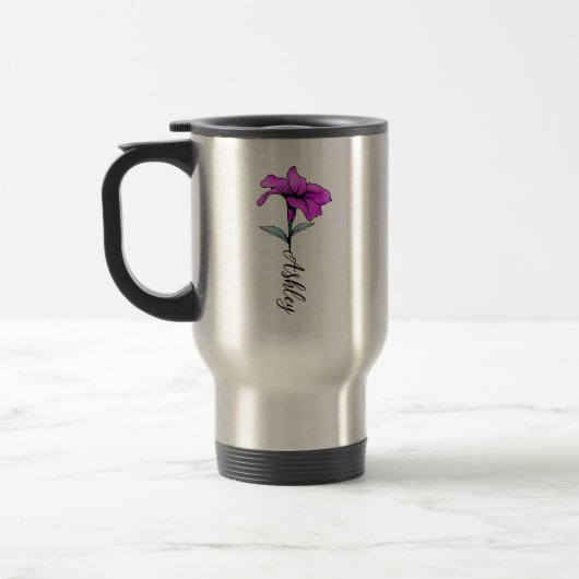 Personalisierte Pink Lily Blume Reisebecher (Links)