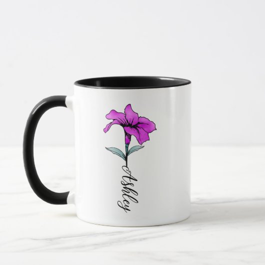 Personalisierte Pink Lily Blume Tasse (Links)