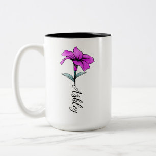 Personalisierte Pink Lily Blume Zweifarbige Tasse