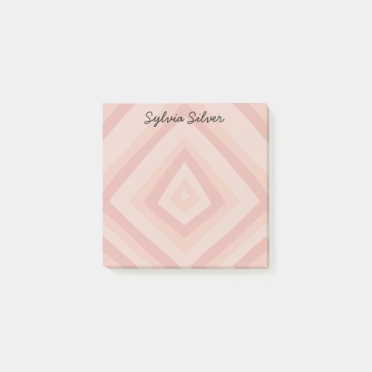 Personalisierte Pink-Linie CUSTOM Chic Monogramm Post-it Klebezettel (Vorderseite)