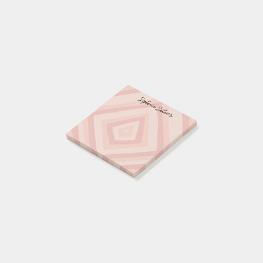 Personalisierte Pink-Linie CUSTOM Chic Monogramm Post-it Klebezettel (angewinkelt)