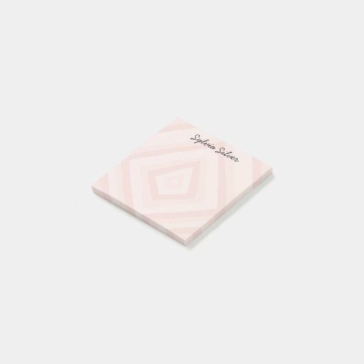 Personalisierte Pink-Linie CUSTOM Chic Monogramm Post-it Klebezettel (angewinkelt)