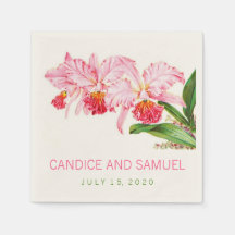PERSONALISIERTE PINK ORCHIDS WEDPAPIERNAPKINS