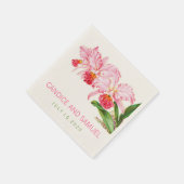 PERSONALISIERTE PINK ORCHIDS WEDPAPIERNAPKINS SERVIETTE (Ecke)
