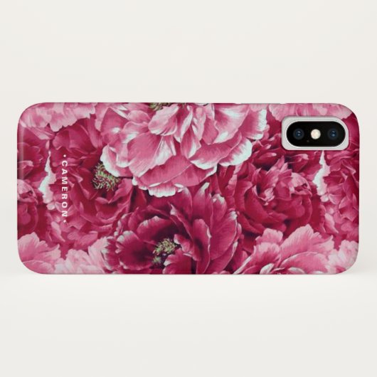 Personalisierte Pink-Peonies-Cluster Case-Mate iPhone Hülle (Rückseite (Horizontal))