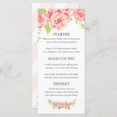 Personalisierte Pink Peony Wedding Menükarte (Vorne/Hinten)