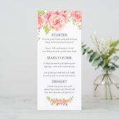 Personalisierte Pink Peony Wedding Menükarte (Stehend Vorderseite)