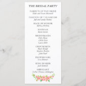 Personalisierte Pink Peony Wedding Programm (Rückseite)