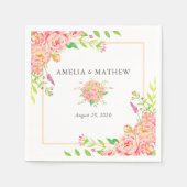 Personalisierte Pink Peony Wedding Serviette (Vorderseite)