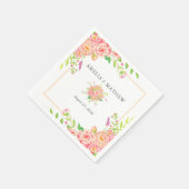 Personalisierte Pink Peony Wedding Serviette (Ecke)