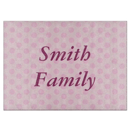 Personalisierte Pink Polka Dots Cutting Board Schneidebrett (Vorderseite)