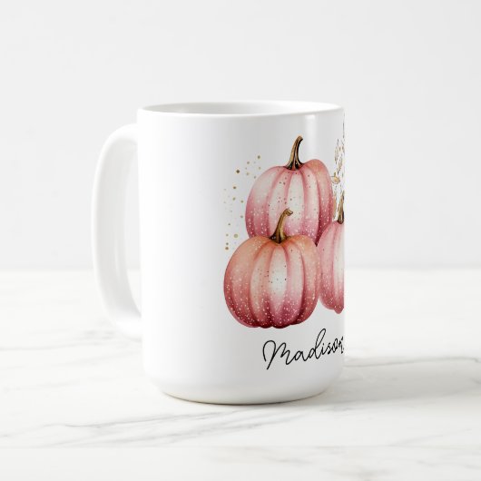 Personalisierte Pink Pumpkin-Tasse Kaffeetasse (Vorderseite Links)