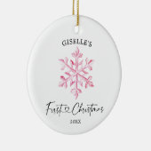 Personalisierte Pink Snowflake Girl's First Christ Keramik Ornament (Rechts)