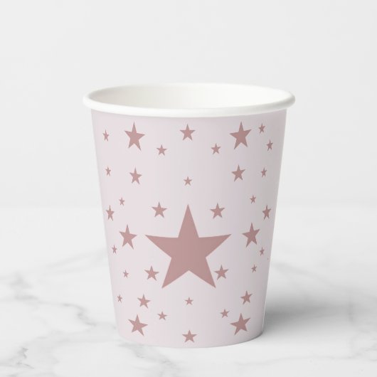 Personalisierte Pink Star Paper Cups Pappbecher (Rückseite)