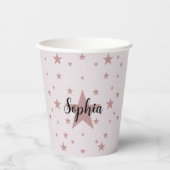 Personalisierte Pink Star Paper Cups Pappbecher (Vorderseite)