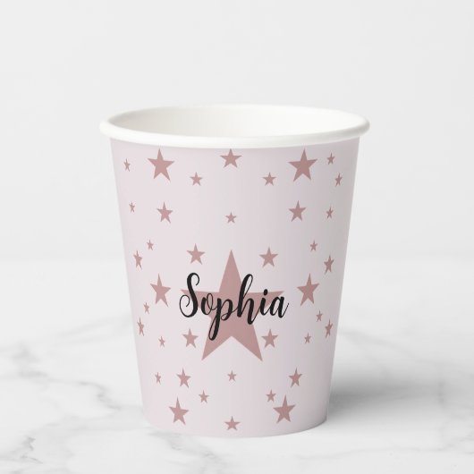 Personalisierte Pink Star Paper Cups Pappbecher (Vorderseite)
