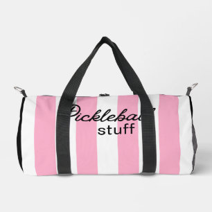 Personalisierte PINK Streifen Pickleball-Beutel Duffle Bag