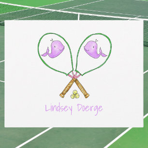 Personalisierte Pink Tennis Rackets mit Whale Cove Mitteilungskarte
