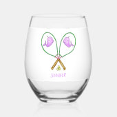 Personalisierte Pink Tennis Rackets mit Whale Cove Weinglas Ohne Stiel (Rückseite)