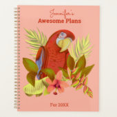 Personalisierte Pink Tropical Parrot Illustration Planer (Vorderseite)