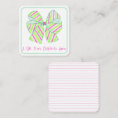 Personalisierte Pink- und Green Strip-Bow Mitteilungskarte (Vorne/Hinten)
