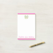 Personalisierte Pink- und Green Strip-Bow Post-it Klebezettel (Auf Schreibtisch)