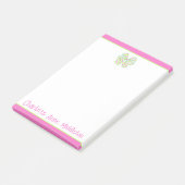 Personalisierte Pink- und Green Strip-Bow Post-it Klebezettel (angewinkelt)