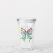 Personalisierte Pink- und grüne Bogen Acryltrinkbecher (Vorderseite)