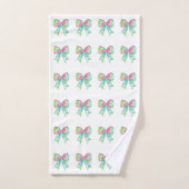 Personalisierte Pink- und grüne Bogen Badhandtuch Set (Handtuch)