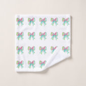 Personalisierte Pink- und grüne Bogen Badhandtuch Set (Waschlappen)