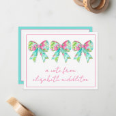 Personalisierte Pink- und grüne Bogen Mitteilungskarte (Vorderseite/Rückseite Beispiel)