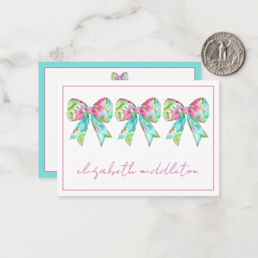 Personalisierte Pink- und grüne Bogen Mitteilungskarte (Vorderseite/Rückseite Beispiel)