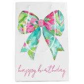 Personalisierte Pink- und grüne Bogen Mittlere Geschenktüte (Vorderseite)