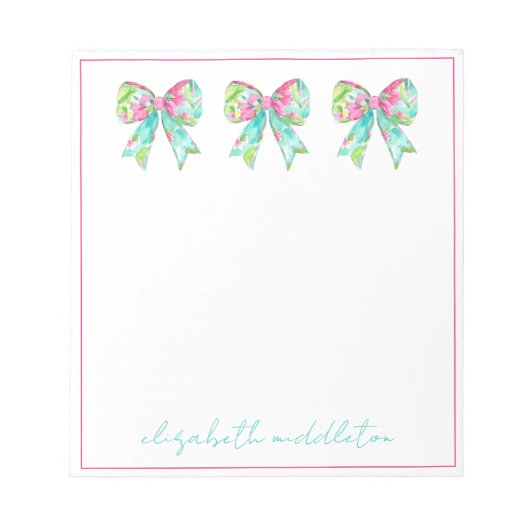 Personalisierte Pink- und grüne Bogen Notizblock (Vorderseite)