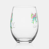 Personalisierte Pink- und grüne Bogen Weinglas Ohne Stiel (Links)
