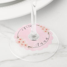 Personalisierte Pink Wine Glass Tags für Wedding C