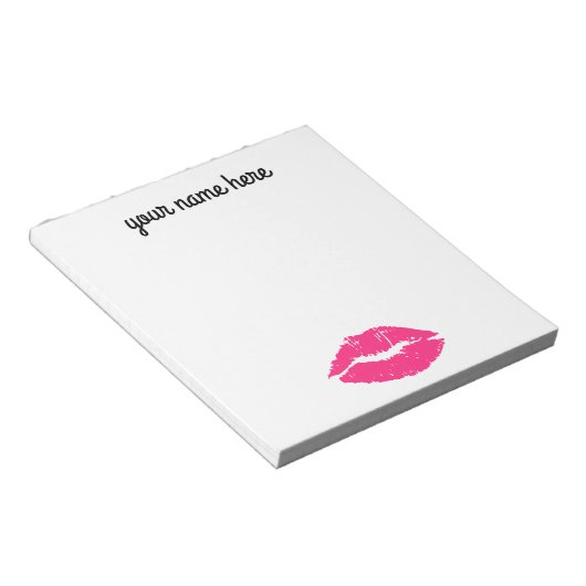 Personalisierte pinke Lippen Notepad Notizblock (angewinkelt)