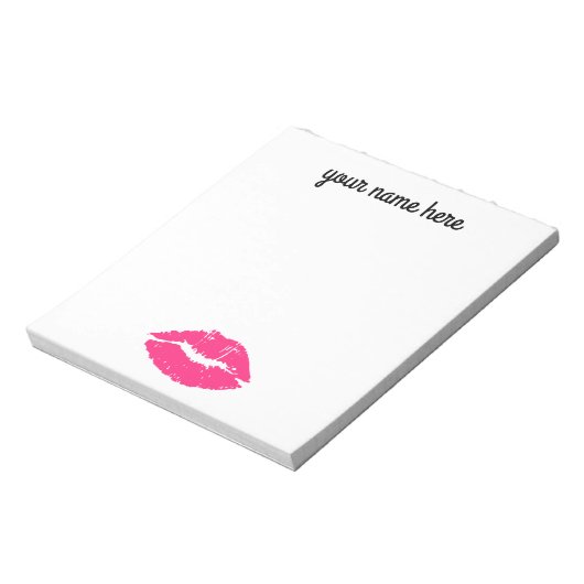 Personalisierte pinke Lippen Notepad Notizblock (Rotiert)