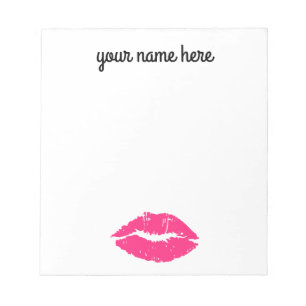 Personalisierte pinke Lippen Notepad Notizblock