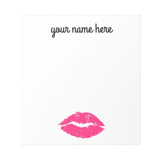 Personalisierte pinke Lippen Notepad Notizblock (Vorderseite)