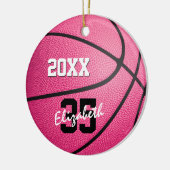 personalisierte pinkfarbene Basketballverzierung f Keramik Ornament (Links)