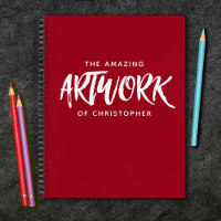Personalisierte Pinselschrift Red Sketchbook Noteb