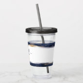 Personalisierte Pinselstriche in Blau und Gold Acryltrinkbecher (Links)